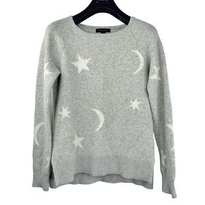 ANN TAYLOR Women's Designer Light Grey Sweater with Moon and Stars Size S